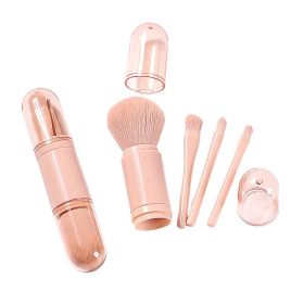 4in1 Portable Makeup Brush Set Beauty Brush (Option: Pink)